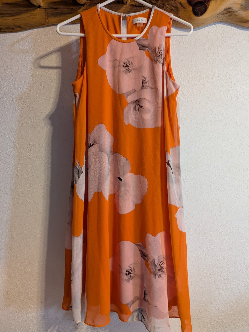 Ladies Calvin Klein Orange Sleeveless Chiffon Dress Size 6